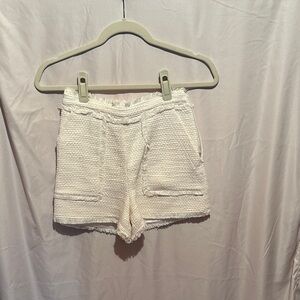 Cinq a Sept Textured Cream High Waist Shorts